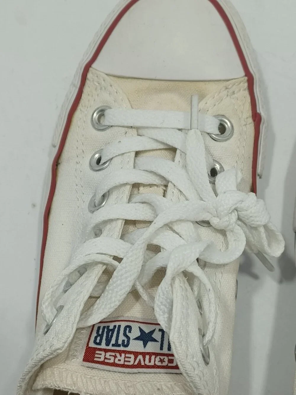 Converse All Star Low Top White with Red and Blue Stripe Size 6 Men, 8 Women L